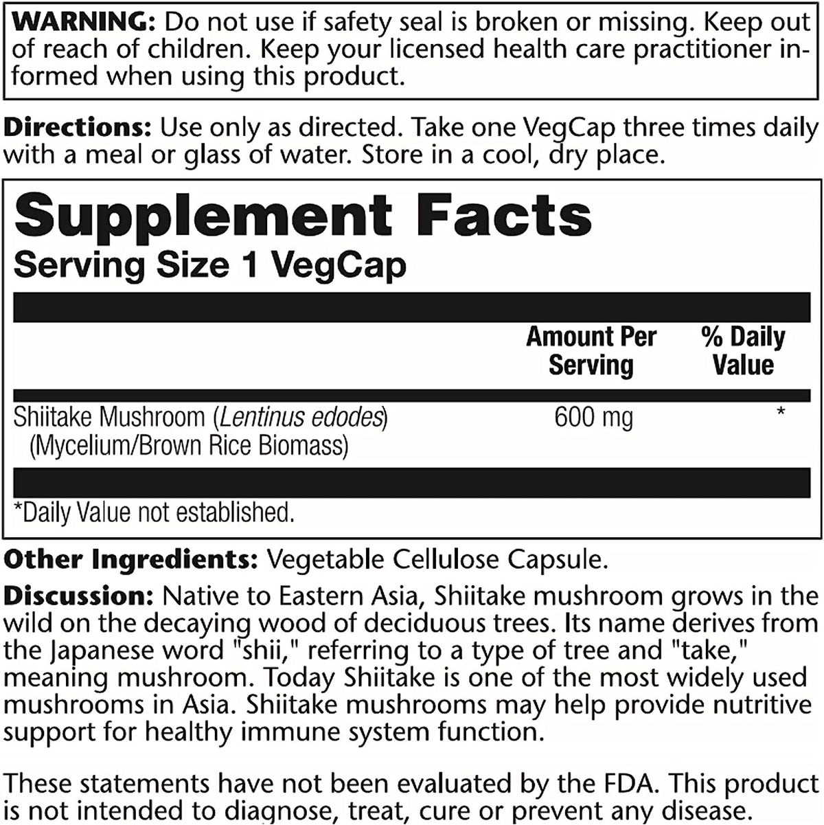 Solaray Shiitake 100cp-[HealthWay]