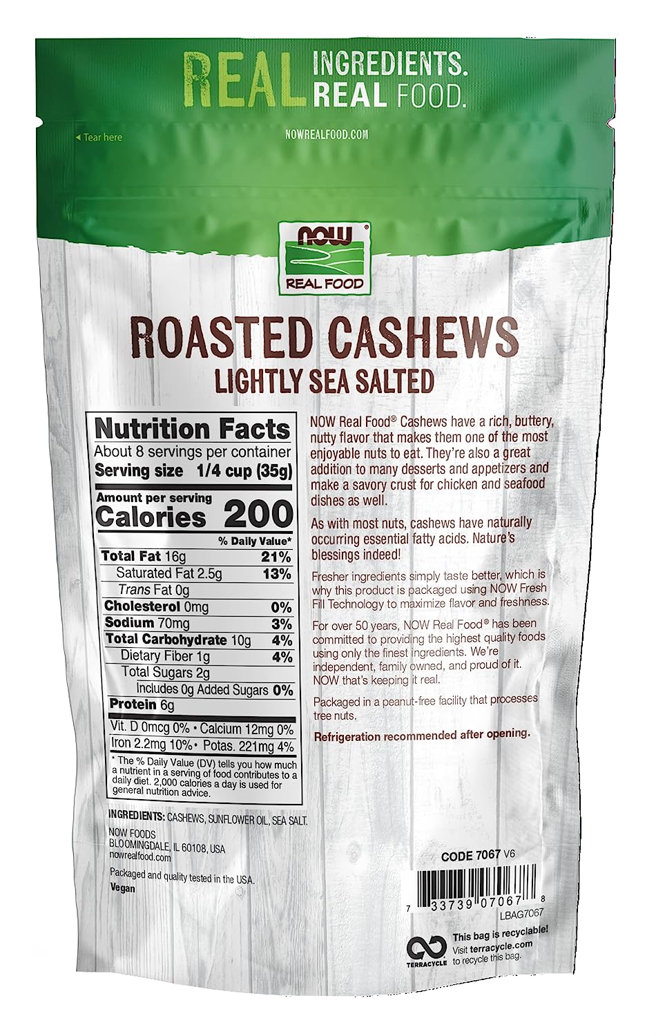NOW CASHEWS ROASTED & SALTED 10 oz-[HealthWay]