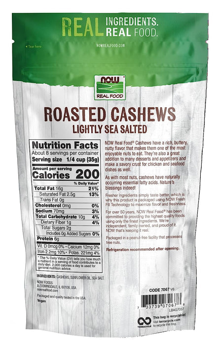 NOW CASHEWS ROASTED & SALTED 10 oz-[HealthWay]