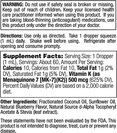 Natures Life K2(MK-7) 500mcg 2oz-[HealthWay]