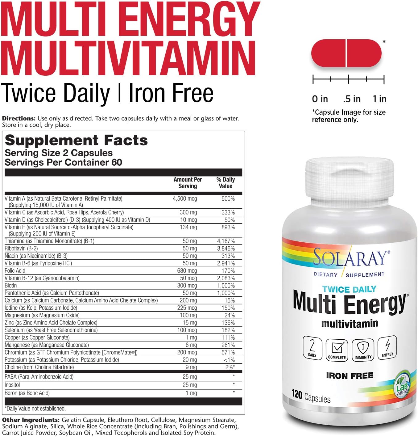 Solaray Twice Daily Iron Free 120cp-[HealthWay]