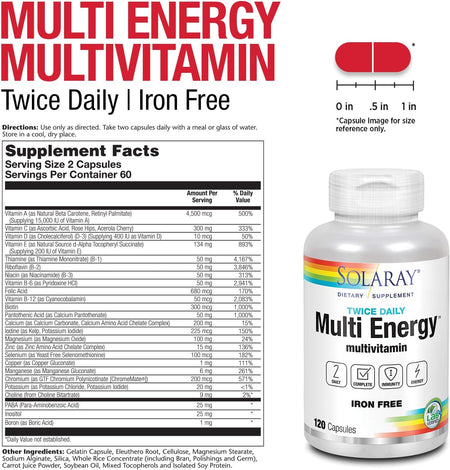 Solaray Twice Daily Iron Free 120cp-[HealthWay]