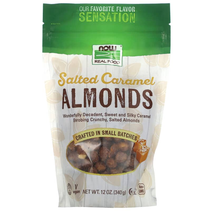 NOW SALTED CARAMEL ALMONDS (DR) 12 OZ-[HealthWay]