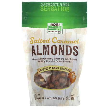 NOW SALTED CARAMEL ALMONDS (DR) 12 OZ-[HealthWay]